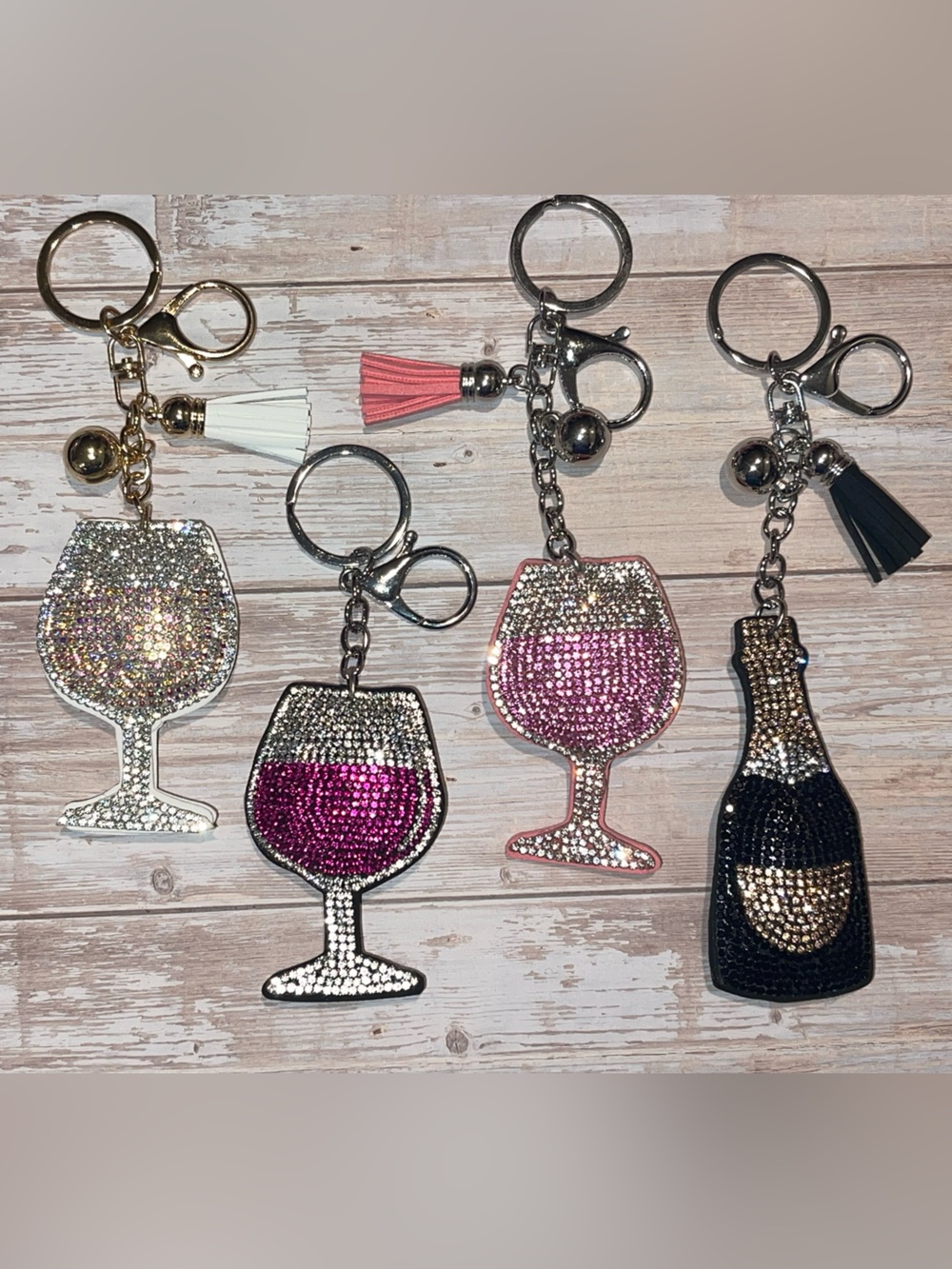Choice of Wine - Puff Rhinestone Keychain Bag Charm